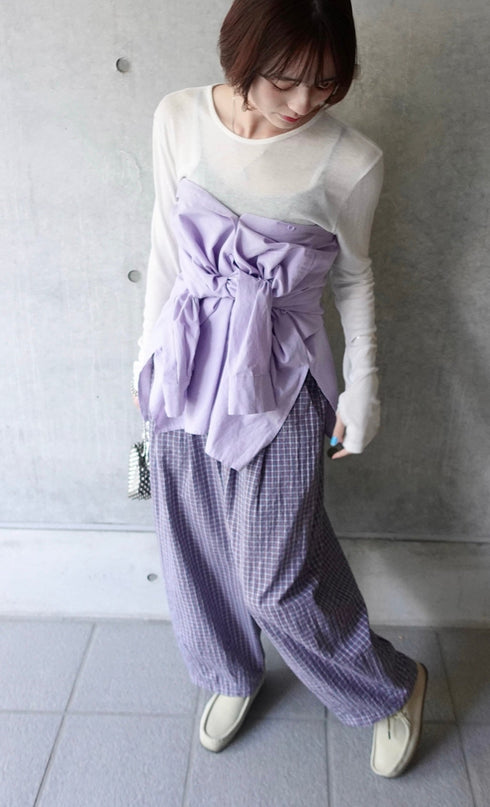 チェックボリュームラフパンツ